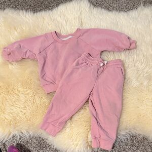 Little Organic Co Pink Kids Sweatshirt and Jogger Set 6-12mos